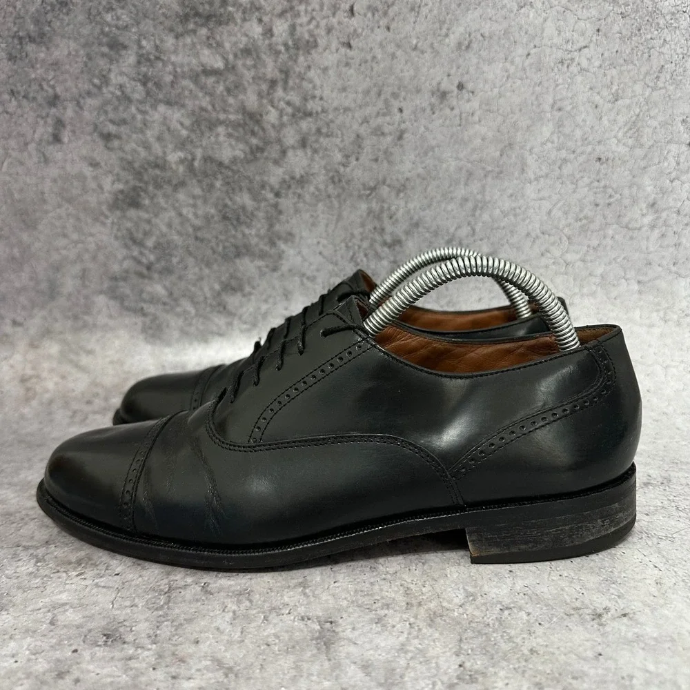 Bostonian Classics Oxford Mens 8.5 Black Leather Cap Toe Dress Shoes 20350